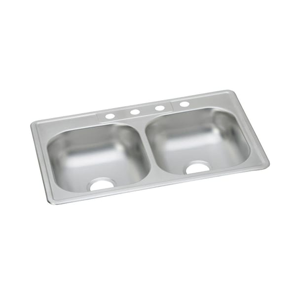 Elkay Dayton Stainless Steel 33 X 21-1/4 X 6-1/16 Equal Double Bowl Top Mount Sink K233213 - main